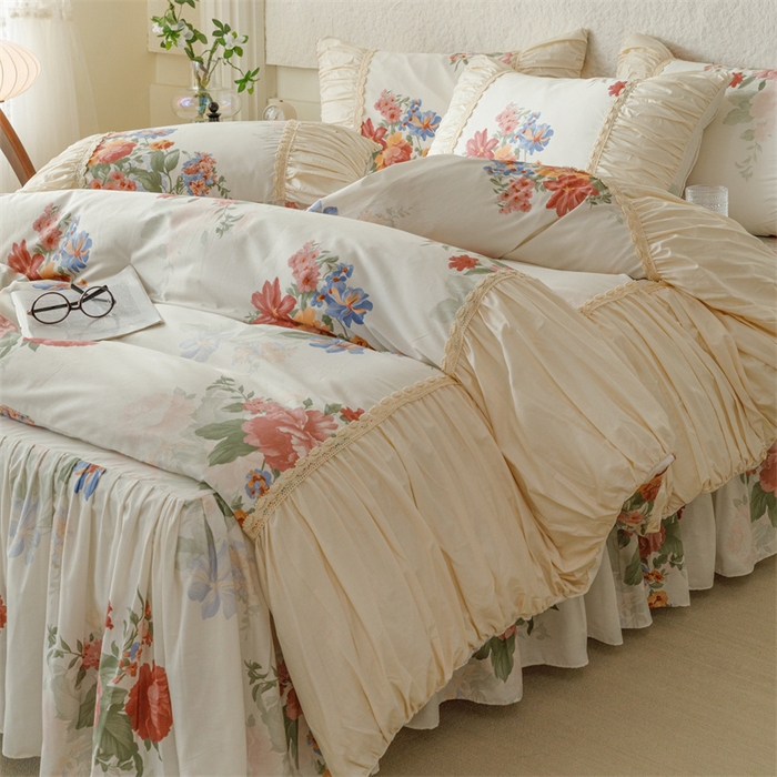 91家纺网 家纺一手货源 找家纺 婳庭家居 2024新款法式全棉四件套 幽香