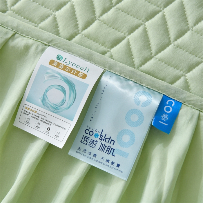 91家纺网 家纺一手货源 找家纺 鑫钰 2024新款10mm加厚天丝乳胶凉席床裙款 床裙款-清新绿