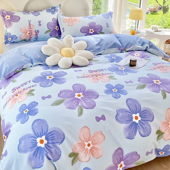 91家纺网 家纺一手货源 找家纺 珂博家纺 2024新款轻柔感全棉印花纯棉四件套 花间蜜语