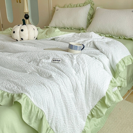 91家纺网 家纺一手货源 找家纺 （总）仟网汇 2024新款韩版皱皱纱夏被四件套