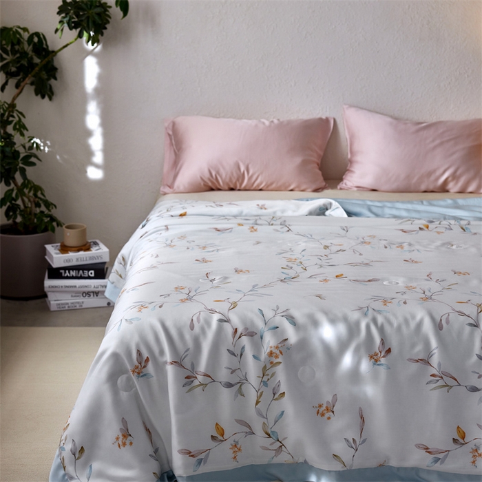 91家纺网 家纺一手货源 找家纺 安莱生活 2024新款莱赛尔天丝50支宽边工艺款单夏被被子被芯 青雅