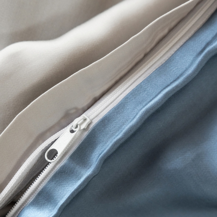 91家纺网 家纺一手货源 找家纺 佳汐蓝 2024新款AB版高支高密莱赛尔兰精天丝柔单被套 实拍图 柔-梵高蓝+椰子灰