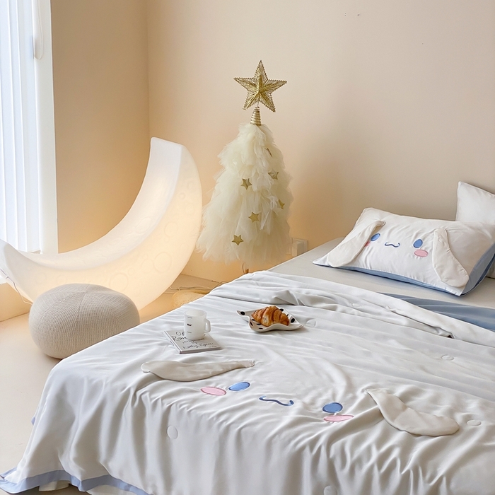 91家纺网 家纺一手货源 找家纺 黛舒家居 2024新款兰精天丝三丽鸥夏被被子被芯 玉桂狗