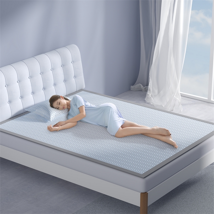 91家纺网 家纺一手货源 找家纺 鑫钰 2024新款冰格乳胶席 冰川蓝