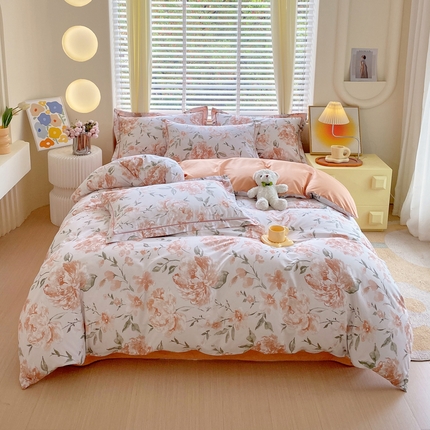 91家纺网 家纺一手货源 找家纺 星期三家纺 2024年5月新款铂金全棉13372四件套（加老板微信有会员价） 棠枝