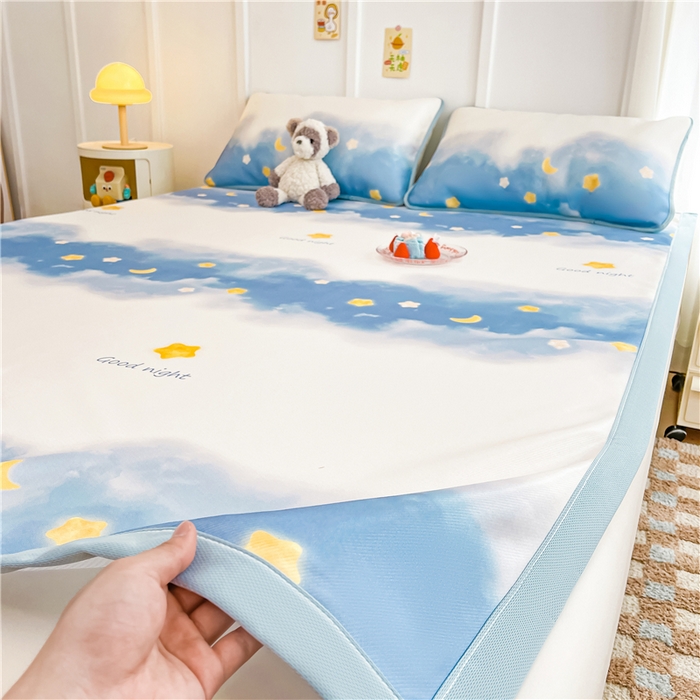 91家纺网 家纺一手货源 找家纺 喜居 2024新款A类凉感冰丝凉席 星河