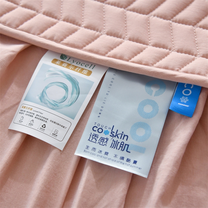 91家纺网 家纺一手货源 找家纺 鑫钰 2024新款10mm加厚天丝乳胶凉席床裙款 床裙款-少女粉