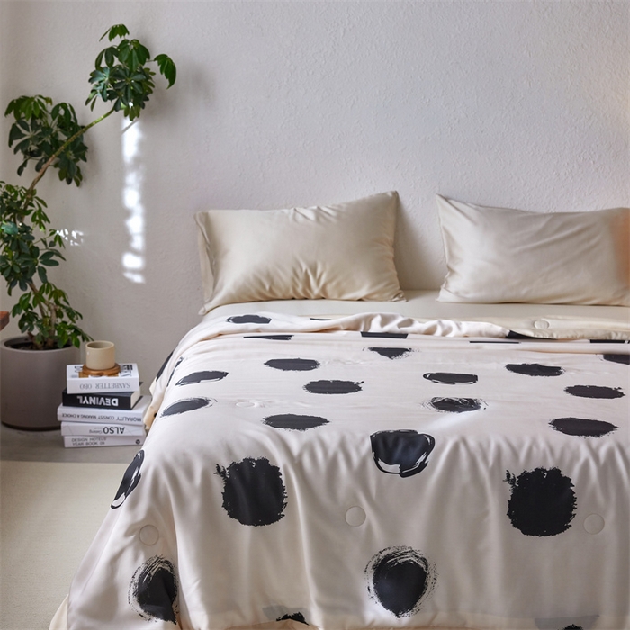 91家纺网 家纺一手货源 找家纺 安莱生活 2024新款莱赛尔天丝50支宽边工艺款单夏被被子被芯 天丝夏被-时尚元素