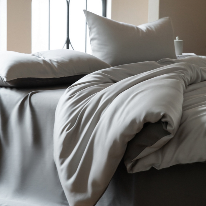 91家纺网 家纺一手货源 找家纺 佳汐蓝 2024新款AB版高支高密莱赛尔兰精天丝柔系列 单枕套 实拍图 柔-椰子灰+经典灰