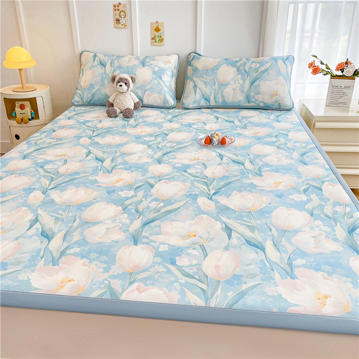 91家纺网 家纺一手货源 找家纺 喜居 2024新款A类凉感冰丝凉席 花季