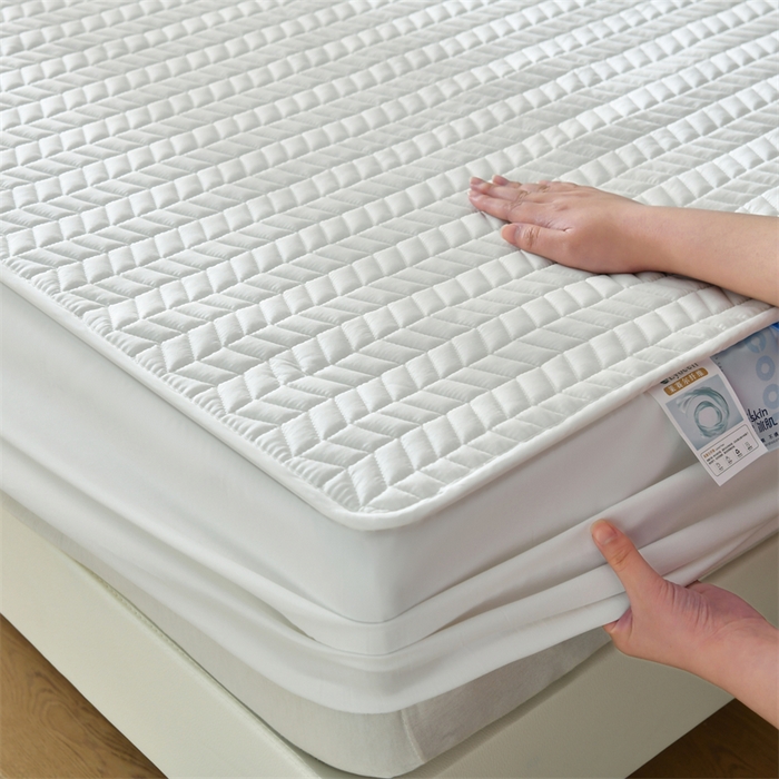 91家纺网 家纺一手货源 找家纺 鑫钰 2024新款10mm加厚天丝乳胶凉席床笠款 冰川白