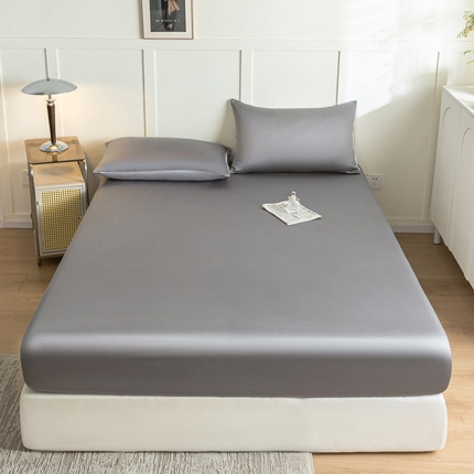 91家纺网 家纺一手货源 找家纺 佳汐蓝 2024新款AB版高支高密莱赛尔兰精天丝柔单床笠 实拍图 柔-经典灰