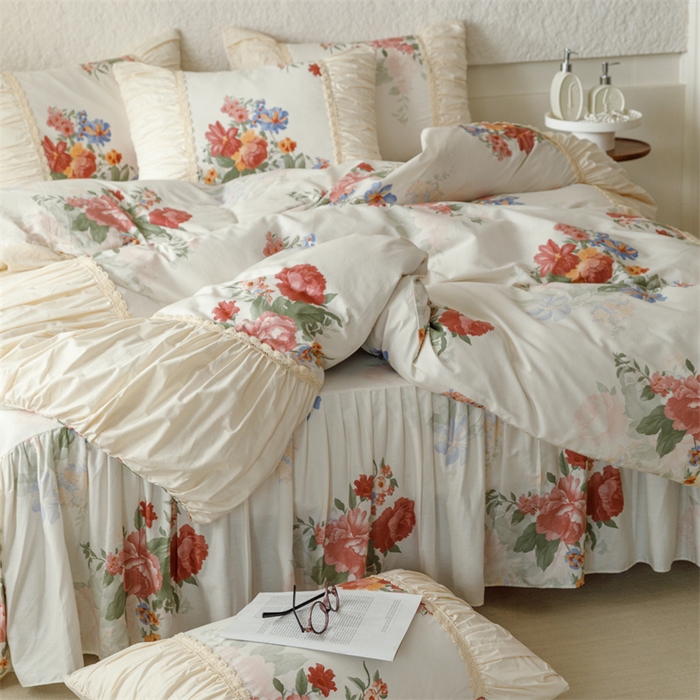 91家纺网 家纺一手货源 找家纺 婳庭家居 2024新款法式全棉四件套 幽香