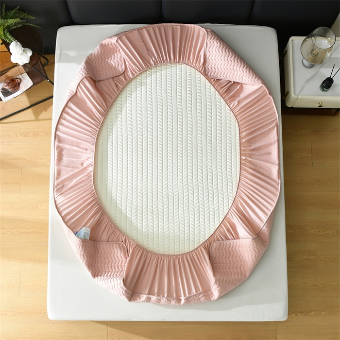 91家纺网 家纺一手货源 找家纺 鑫钰 2024新款10mm加厚天丝乳胶凉席床笠款 少女粉