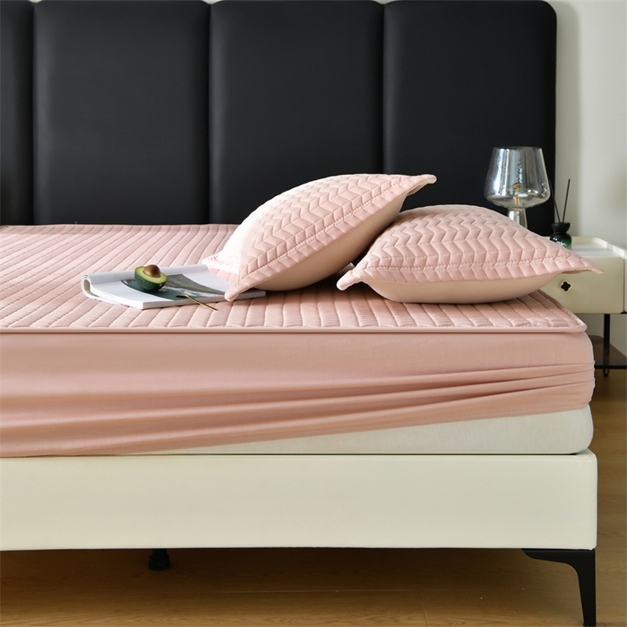 91家纺网 家纺一手货源 找家纺 鑫钰 2024新款10mm加厚天丝乳胶凉席床笠款 少女粉