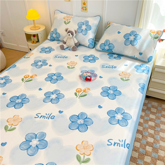 91家纺网 家纺一手货源 找家纺 喜居 2024新款A类凉感冰丝凉席 花海