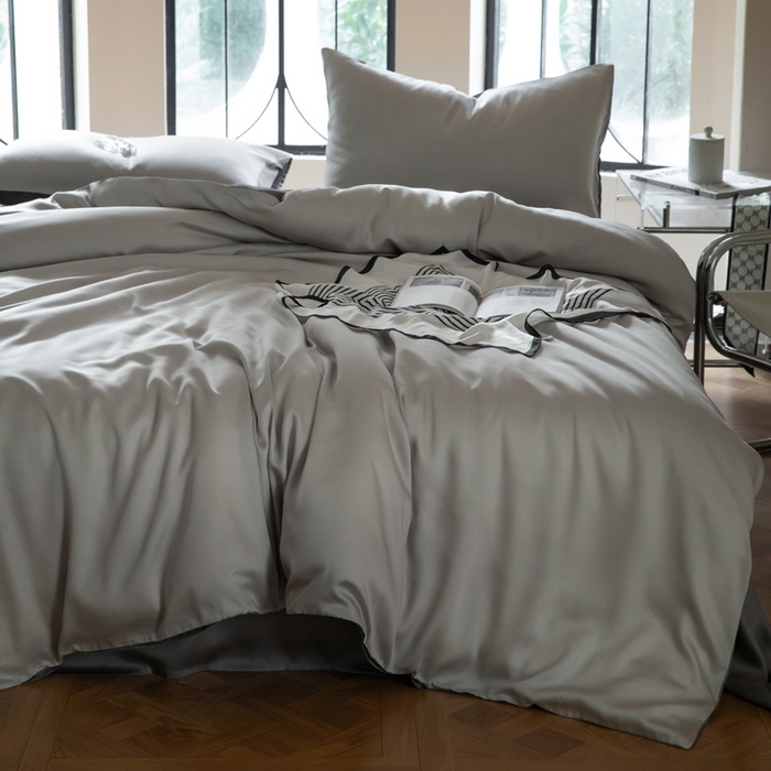 91家纺网 家纺一手货源 找家纺 佳汐蓝 2024新款AB版高支高密莱赛尔兰精天丝柔系列 单枕套 实拍图 柔-椰子灰+经典灰