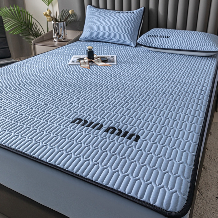 91家纺网 家纺一手货源 找家纺 鑫钰 2024新款mimi款原棉大豆床笠 minmin-宾利蓝