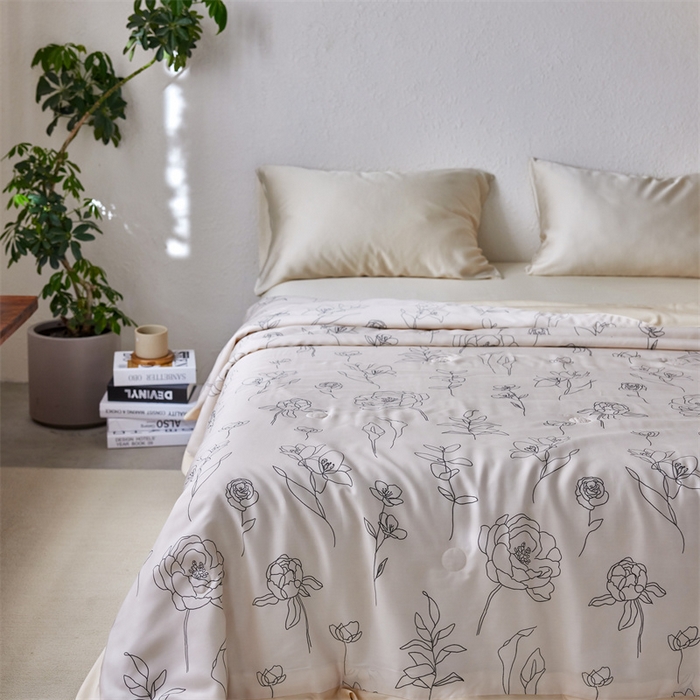 91家纺网 家纺一手货源 找家纺 安莱生活 2024新款莱赛尔天丝50支宽边工艺款单夏被被子被芯 天丝夏被-菲青