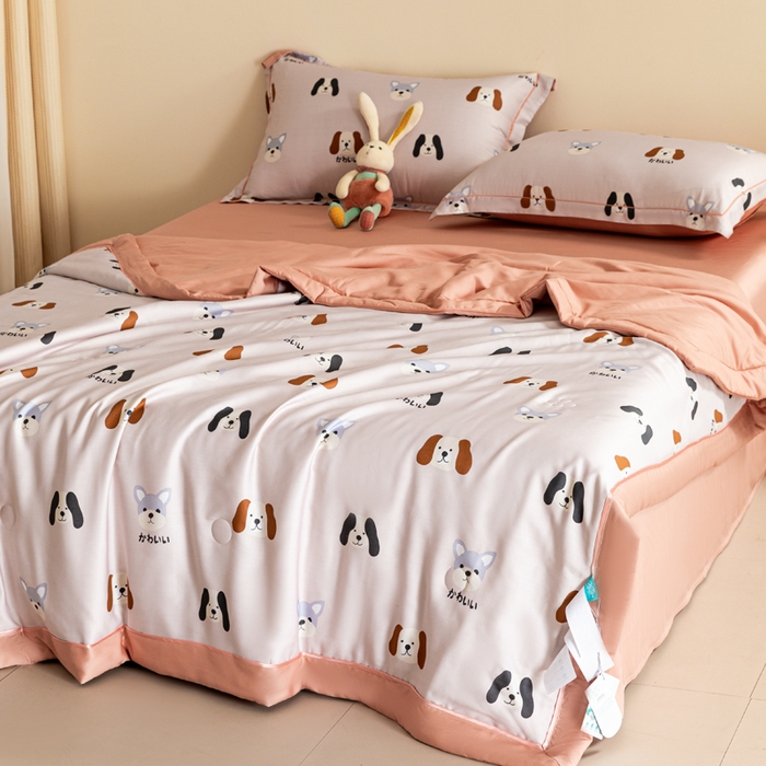 91家纺网 家纺一手货源 找家纺 2024新A类40S天丝莫代尔夏被四件套竹纤维凉感空调被卡通儿童夏凉被被子被芯布莱克