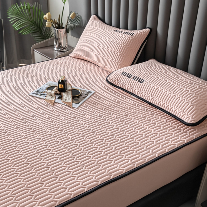 91家纺网 家纺一手货源 找家纺 鑫钰 2024新款mimi款原棉大豆床笠 minmin-香妃粉