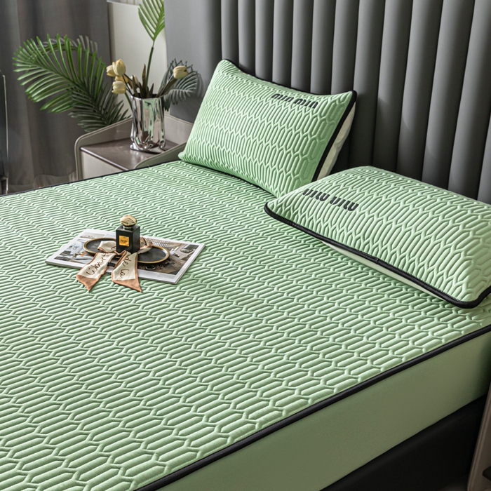 91家纺网 家纺一手货源 找家纺 鑫钰 2024新款mimi款原棉大豆床笠 minmin-仙草绿