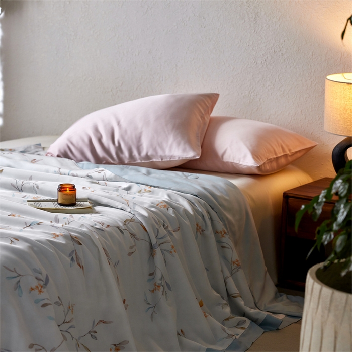 91家纺网 家纺一手货源 找家纺 安莱生活 2024新款莱赛尔天丝50支宽边工艺款单夏被被子被芯 青雅