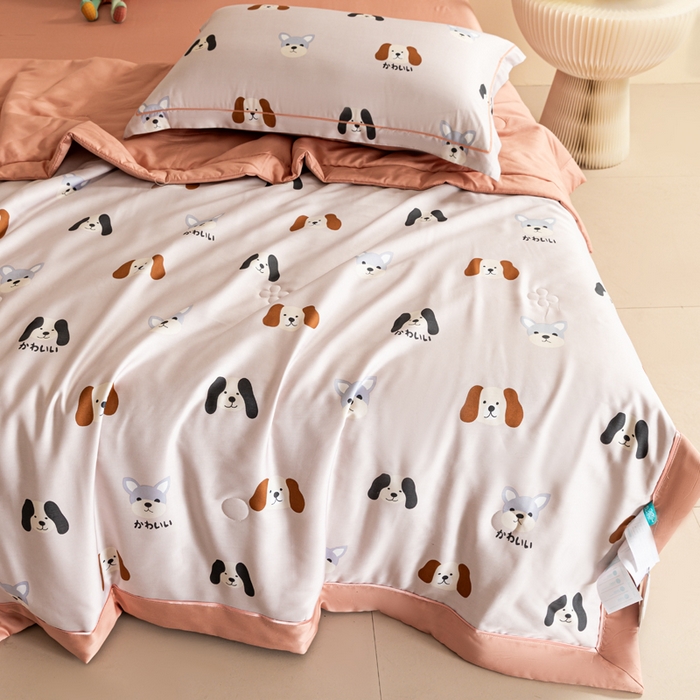 91家纺网 家纺一手货源 找家纺 2024新A类40S天丝莫代尔夏被四件套竹纤维凉感空调被卡通儿童夏凉被被子被芯布莱克