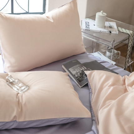 91家纺网 家纺一手货源 找家纺 佳汐蓝 2024新款AB版高支高密莱赛尔兰精天丝柔系列 单枕套 实拍图 柔-蜜汁粉+风信紫