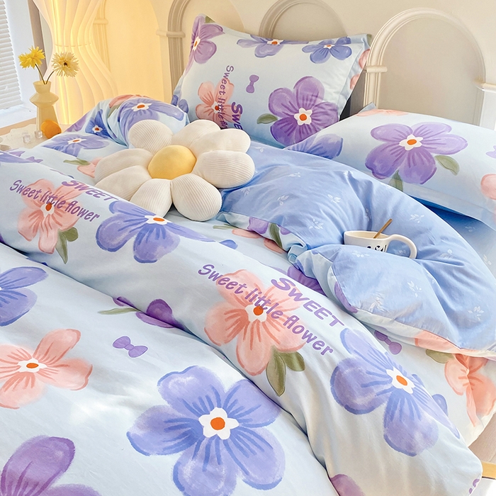 91家纺网 家纺一手货源 找家纺 珂博家纺 2024新款轻柔感全棉印花单全棉被套 花间蜜语