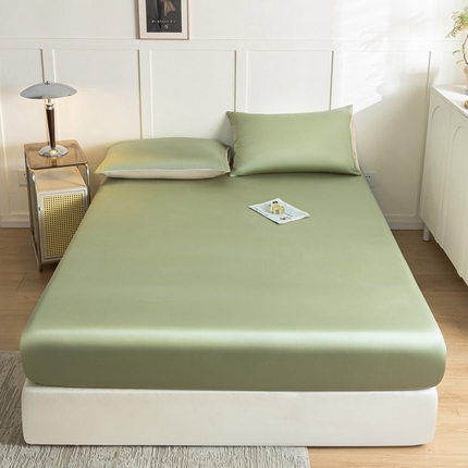 91家纺网 家纺一手货源 找家纺 佳汐蓝 2024新款AB版高支高密莱赛尔兰精天丝柔单床笠 实拍图 柔-生态绿