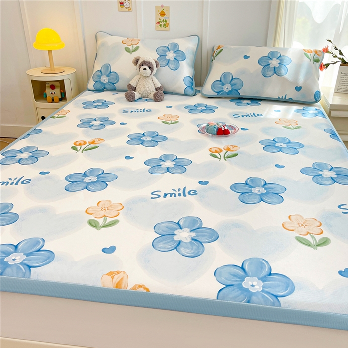 91家纺网 家纺一手货源 找家纺 喜居 2024新款A类凉感冰丝凉席 花海