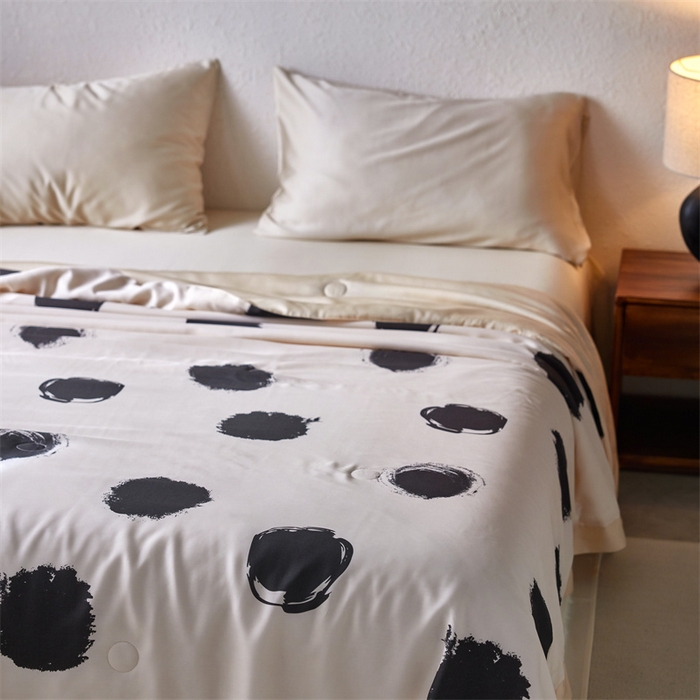 91家纺网 家纺一手货源 找家纺 安莱生活 2024新款莱赛尔天丝50支宽边工艺款单夏被被子被芯 天丝夏被-时尚元素