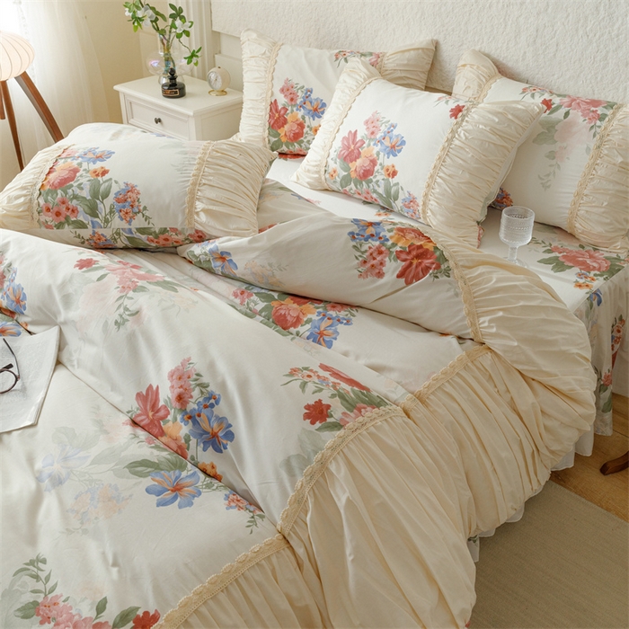 91家纺网 家纺一手货源 找家纺 婳庭家居 2024新款法式全棉四件套 幽香