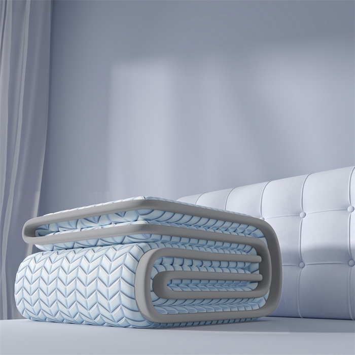 91家纺网 家纺一手货源 找家纺 鑫钰 2024新款冰格乳胶席 冰川蓝