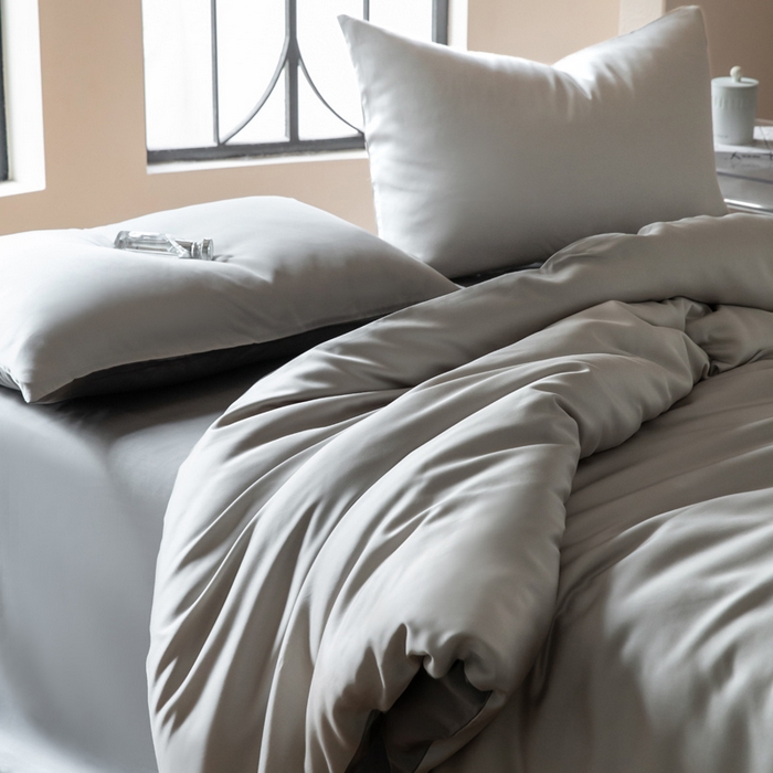 91家纺网 家纺一手货源 找家纺 佳汐蓝 2024新款AB版高支高密莱赛尔兰精天丝柔系列 单枕套 实拍图 柔-椰子灰+经典灰