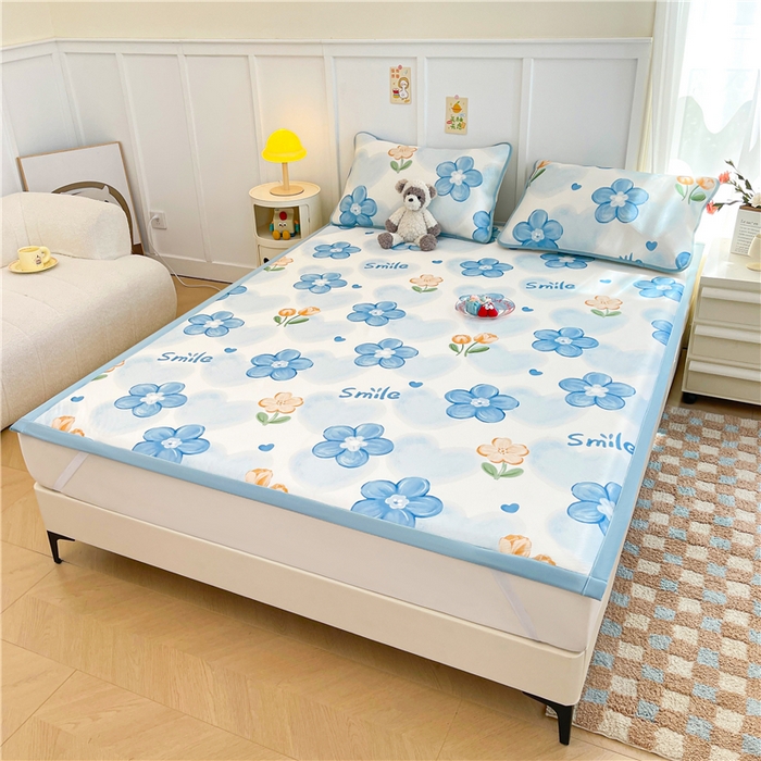 91家纺网 家纺一手货源 找家纺 喜居 2024新款A类凉感冰丝凉席 花海