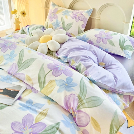 珂博家纺 2024新款轻柔感全棉印花纯棉四件套 花开少女