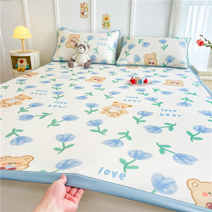 91家纺网 家纺一手货源 找家纺 喜居 2024新款A类凉感冰丝凉席 花丛熊