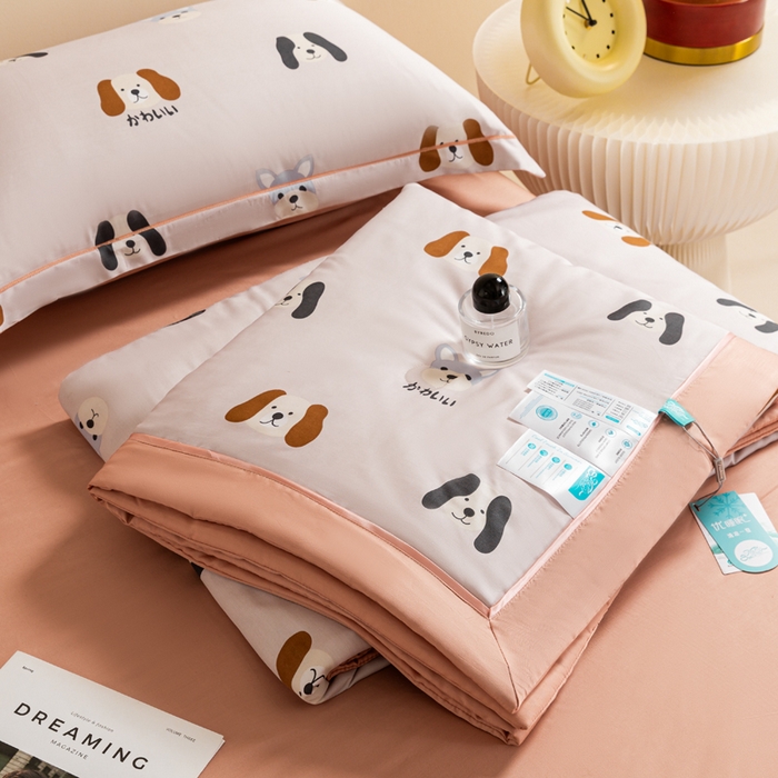 91家纺网 家纺一手货源 找家纺 2024新A类40S天丝莫代尔夏被四件套竹纤维凉感空调被卡通儿童夏凉被被子被芯布莱克