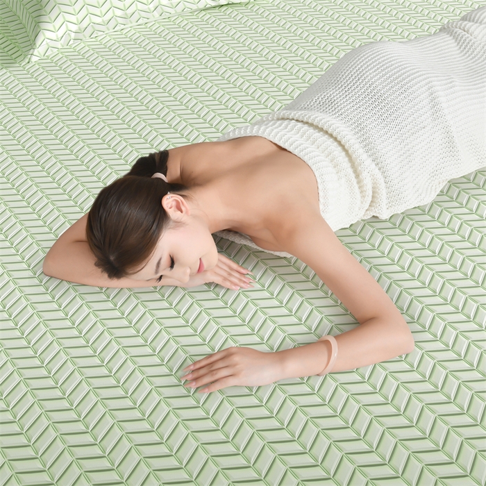 91家纺网 家纺一手货源 找家纺 鑫钰 2024新款冰格乳胶席 云川绿