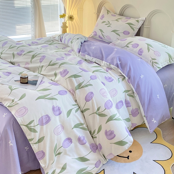 91家纺网 家纺一手货源 找家纺 珂博家纺 2024新款轻柔感全棉印花纯棉四件套 郁金花海