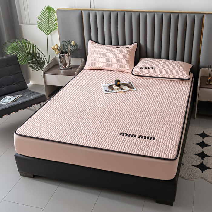 91家纺网 家纺一手货源 找家纺 鑫钰 2024新款mimi款原棉大豆床笠 minmin-香妃粉