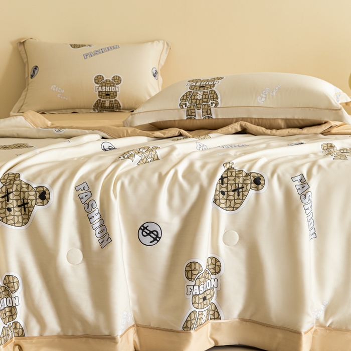 91家纺网 家纺一手货源 找家纺 2024新A类40S天丝莫代尔夏被四件套竹纤维凉感空调被卡通儿童夏凉被被子被芯K-box