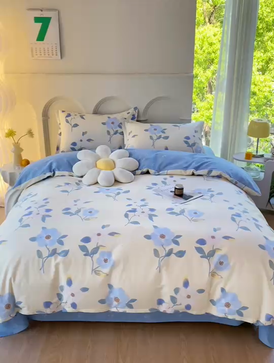 91家纺网 家纺一手货源 找家纺 珂博家纺 2024新款轻柔感全棉印花单品四件套系列-单枕套 蓝色花海