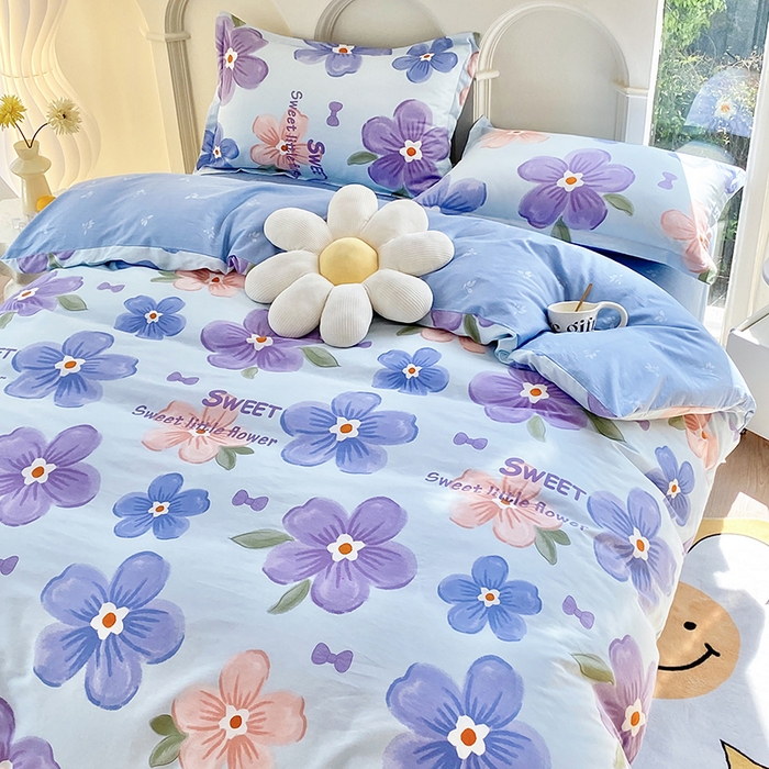 91家纺网 家纺一手货源 找家纺 珂博家纺 2024新款轻柔感全棉印花单全棉被套 花间蜜语