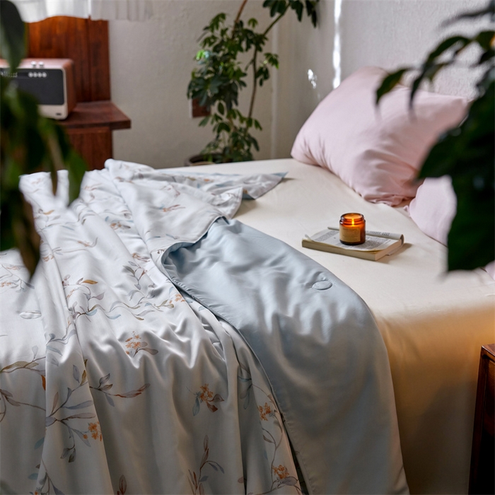 91家纺网 家纺一手货源 找家纺 安莱生活 2024新款莱赛尔天丝50支宽边工艺款单夏被被子被芯 青雅