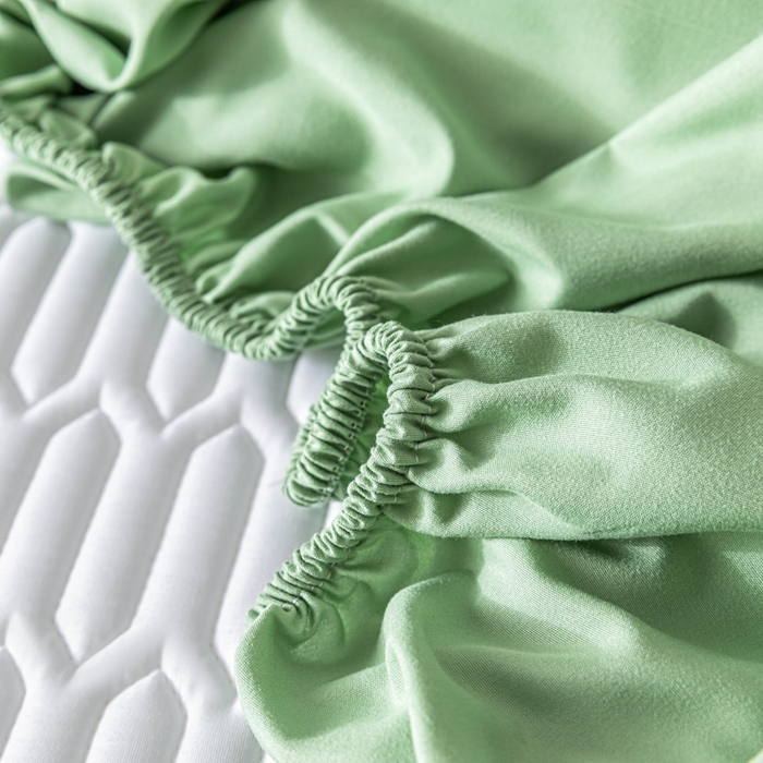 91家纺网 家纺一手货源 找家纺 鑫钰 2024新款mimi款原棉大豆床笠 minmin-仙草绿