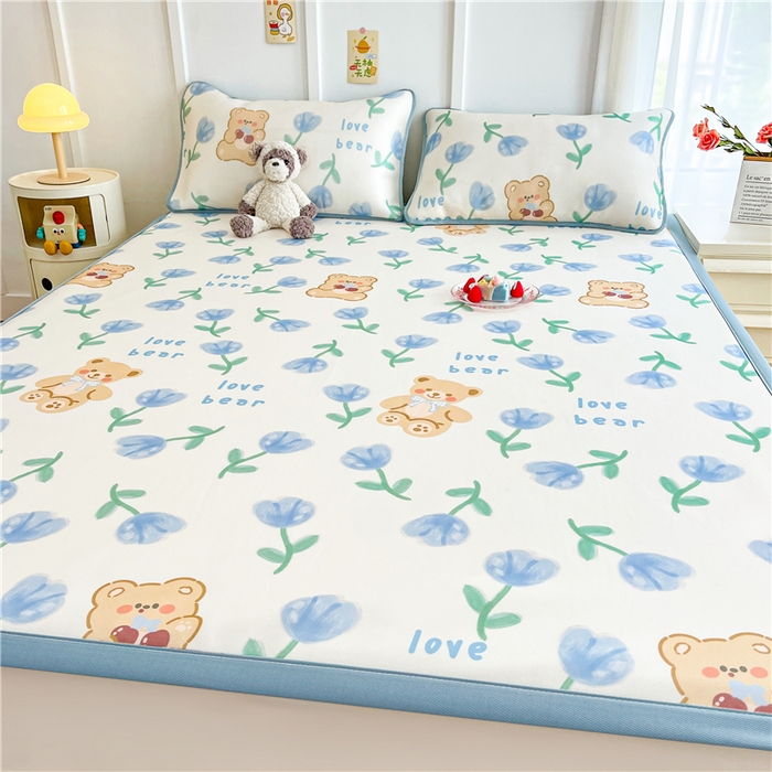 91家纺网 家纺一手货源 找家纺 喜居 2024新款A类凉感冰丝凉席 花丛熊