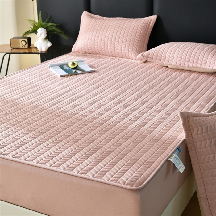 91家纺网 家纺一手货源 找家纺 鑫钰 2024新款10mm加厚天丝乳胶凉席床笠款 少女粉